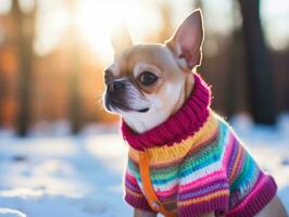 cachorro durante uma inverno andar ai generativo foto