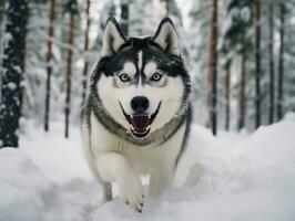 cachorro durante uma inverno andar ai generativo foto