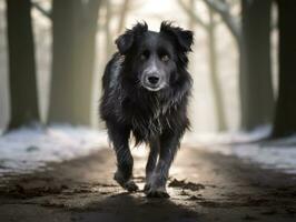 cachorro durante uma inverno andar ai generativo foto