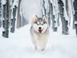 cachorro durante uma inverno andar ai generativo foto