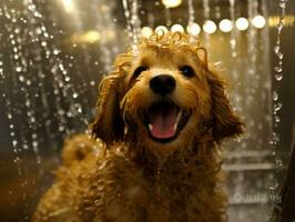 sereno cachorro desfrutando uma massagem às uma animal spa ai generativo foto