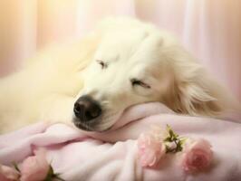 sereno cachorro desfrutando uma massagem às uma animal spa ai generativo foto