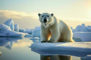 majestoso polar Urso em a expansivo gelo banquisa, uma deslumbrante vista ai gerado foto