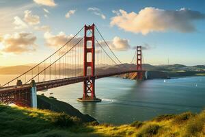 abrangendo beleza a renomado dourado portão ponte enfeitando san francisco ai gerado foto