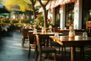 ao ar livre restaurante ambiente criativamente borrado para a evocativo fundo ai gerado foto