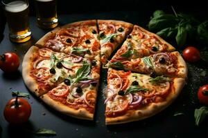 uma de dar água na boca italiano pizza, a Estrela do seu restaurante fundo ai gerado foto