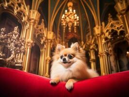 régio cachorro com uma régio posição dentro uma real configuração ai generativo foto