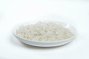 tigela do branco delicioso fervido arroz.enfeite. Visão a partir de acima. chinês cozinha, hotpot ingrediente foto