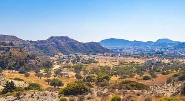 faliraki walking path and mountain landscape panorama rhodes greece. foto