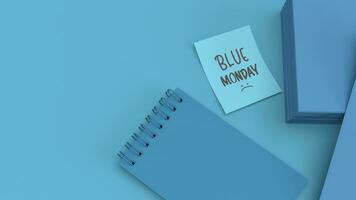 a papel em mesa para azul Segunda-feira conceito 3d Renderização foto