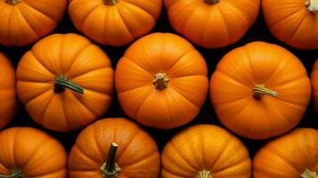 pilha do grande laranja abóboras durante colheita tempo, Ação de graças e celebração decoração fundo ai generativo foto