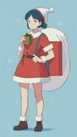 fofa adolescente menina vestindo Natal traje Como santa animê estilo foto
