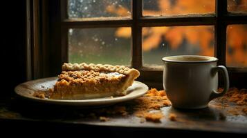 abóbora torta fundo, café tempo, generativo ai foto