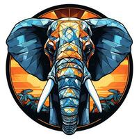 Visão do uma pintura brilhante manchado vidro elefant círculo ilustração Projeto foto