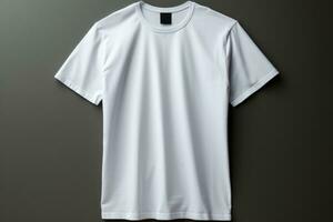 orgânico algodão t camisa exibido em uma manequim isolado em uma gradiente fundo foto