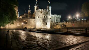 noite Visão do torre do Londres. generativo ai foto