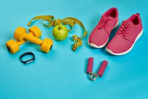 tênis, centímetro, verde maçã, peso perda, correndo, saudável foto