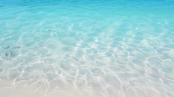 azul água e branco areia dentro a mar. verão fundo com cópia de espaço generativo ai foto