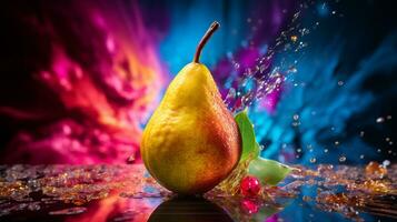 foto do caipira fruta metade contra uma colorida abstrato fundo. generativo ai