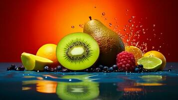foto do caipira fruta metade contra uma colorida abstrato fundo. generativo ai