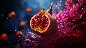 foto do extravagante fruta metade contra uma colorida abstrato fundo. generativo ai