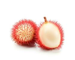 foto do rambutan isolado em branco fundo. generativo ai