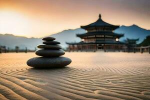 a zen jardim, China. gerado por IA foto