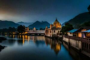 a lindo cidade do Rishikesh de Rajesh kumar. gerado por IA foto