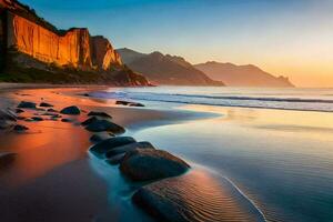 a de praia às ou perto a hotel ou próximo. gerado por IA foto