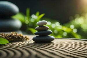 zen pedras em a mesa. gerado por IA foto