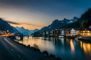 a Cidade do Altenburg às crepúsculo. gerado por IA foto