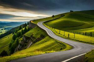 a estrada para a Alpes. gerado por IA foto