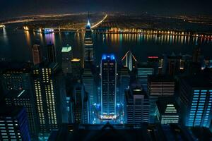 a cidade do Xangai às noite. gerado por IA foto