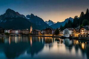 a Cidade do Altenmarkt às crepúsculo. gerado por IA foto