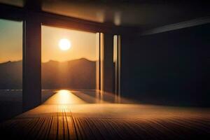 luz solar brilhando através uma janela dentro uma sala. gerado por IA foto
