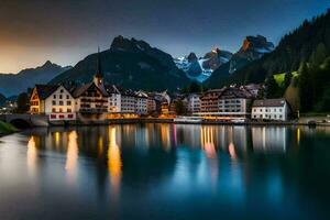 a lindo Cidade do Altenburg às crepúsculo. gerado por IA foto