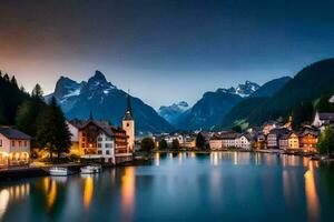 a lindo Cidade do Hallstatt, Áustria. gerado por IA foto