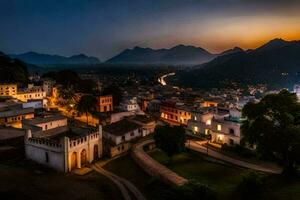 a cidade do pessoa às crepúsculo. gerado por IA foto