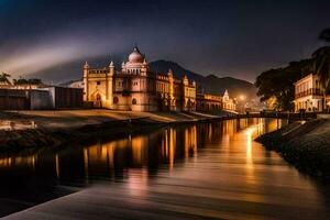 a cidade do pessoa às noite. gerado por IA foto