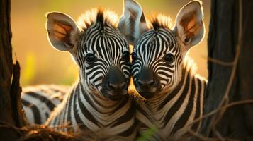 foto do coração derretido dois zebras com a ênfase em expressão do amar. generativo ai