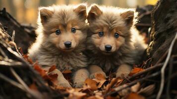 foto do coração derretido dois Lobos com a ênfase em expressão do amar. generativo ai