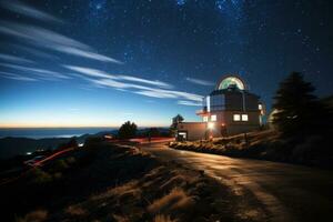 astro documentaristas filmando espaço mostra dentro próspero Sombrio céu observatórios foto