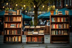 livro baias às britânico ao ar livre feriado mercado fundo com esvaziar espaço para texto foto