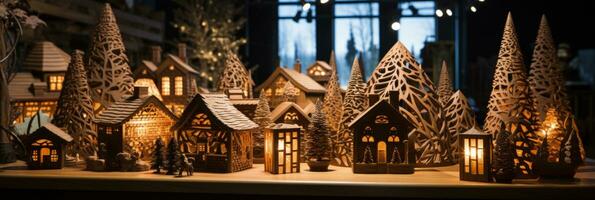 canadense feriado mercado destacando detalhado feito à mão de madeira Itens para festivo temporadas foto