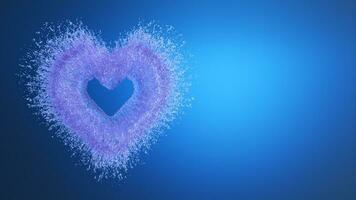 uma delicado e efêmero Rosa doce coração em uma azul fundo foto