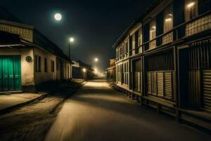 uma grandes exposição foto do uma rua às noite. gerado por IA