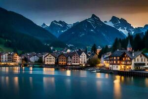 a Cidade do Altenburg dentro a Alpes, Suíça. gerado por IA foto