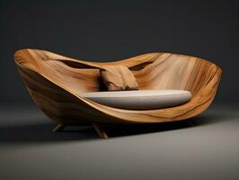 3d modelo do uma moderno sofá fez a partir de madeira ai generativo foto