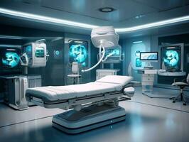 Alto tecnologia hospital quarto do a futuro ai generativo foto