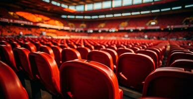 assentos dentro a estádio, Esportes arena futebol, hóquei, basquetebol, voleibol, tênis - ai gerado imagem foto